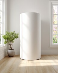 Empty cylinder display in bright room
