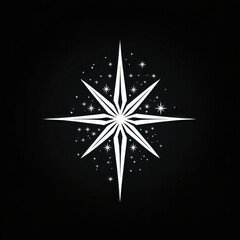White star on black background.