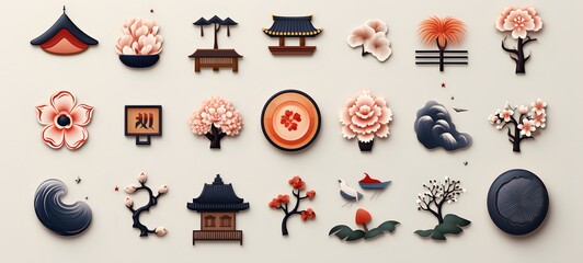 emoji set about Japan designed by apple for iOS, generative AI