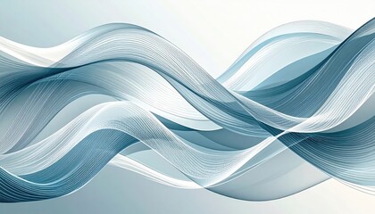 Abstract Blue Grey White Smooth Waves Background Design