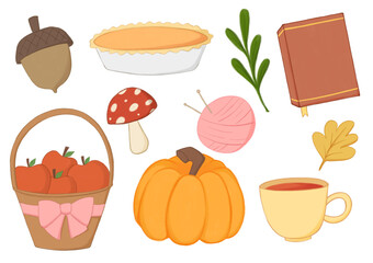 Cozy Warm Autumn Item Collections Digital Art PNG