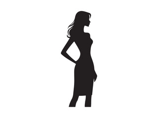 silhouette of a woman in a dress vector