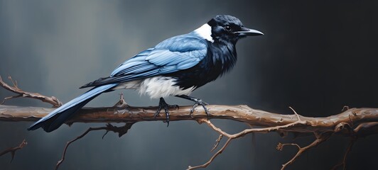 simple acrylic painting of an australian magpie, generative AI