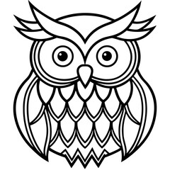 Mystic Owl Mandala Line Art Vector Illustration