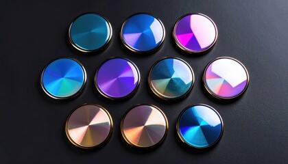 Multicolored Circular Metal Objects On Dark Background