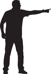 Obraz premium Black silhouette of a man pointing to the right with his index finger male
