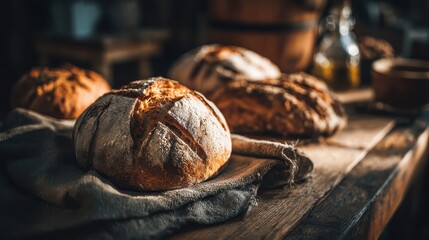 Close-up of traditional fresh bread