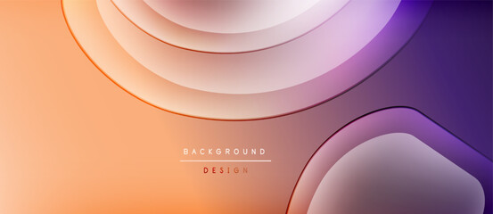 Abstract background features flowing shapes, gradient colors. Orange, purple hues blend smoothly creating modern design. Minimalist aesthetic.