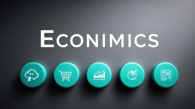 Digital Economics Concept: Cloud, Commerce, Analytics, Planning,  Knowledge Icons