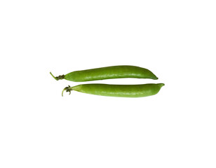 Fresh organic sweet green peas isolated on white background 
