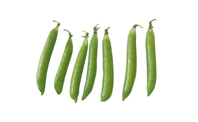 Fresh organic sweet green peas isolated on white background 