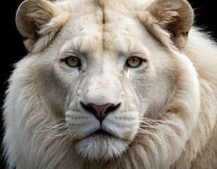 A magnificent Lion King, Portrait of a majestic white lion. white lion portrait.