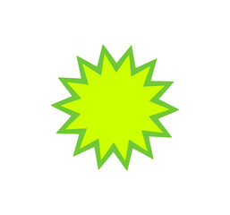 Lime green comic-style burst shape with darker outline for sticker, promo badge, or energy symbol
