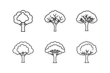tree canopy icon line art vector illustration