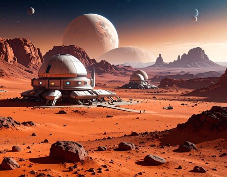 Martian outposts under alien skies