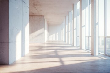 Fototapeta premium Modern open space with large windows at daytime