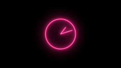 Glowing neon Clock icon illustration , Analog glowing neon wall clock illustration. and creating a stunning illustrtaion.4k illustration