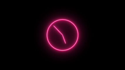 Glowing neon Clock icon illustration , Analog glowing neon wall clock illustration. and creating a stunning illustrtaion.4k illustration