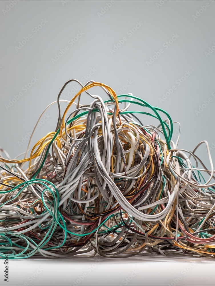 Aufkleber tangled wires: an intricate close-up captures a chaotic heap of wires in a display of technological 