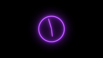 Glowing neon Clock icon illustration , Analog glowing neon wall clock illustration. and creating a stunning illustrtaion.4k illustration