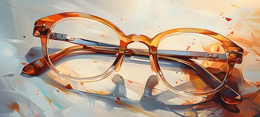A luxurious pair of frameless designer eyeglasses placed on a clean, generative AI
