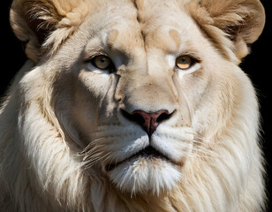 A magnificent Lion King, Portrait of a majestic white lion. portrait of a lion.