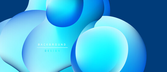 Abstract blue shapes overlap, creating dynamic visual effect. Gradient colors suggest depth, modern design aesthetic. Background text reads background design.