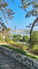 A beautiful view from the Kalemegdan fortress on the urban part of the city.Tourist attracton. Belgrade Serbia.