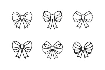 tulle bows line art vector illustration