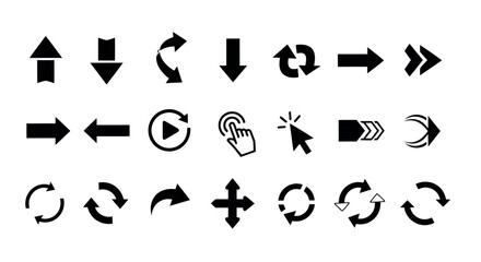 Icon set vector art of set of arrow and cursor icons on white background