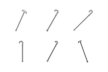 walking stick icon line art vector illustration