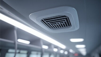 Bus Interior Air Vent: An air conditioning vent of a bus is presented, the modern design with clean lines suggests efficiency and technological advancements for a comfortable passenger experience.