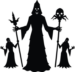 Halloween scary ghosts vector art illustration