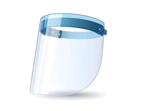 A clear plastic face shield with a blue strap, providing essential personal protection. Medical safety equipment isolated on white. Vector graphic.