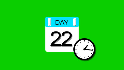4K calendar illustration day 22 illustration. clock and green background clean and stunning 4k illustration.