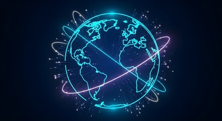Abstract Globe with Glowing Network Lines