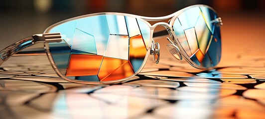 A luxurious pair of frameless designer eyeglasses placed on a clean, generative AI