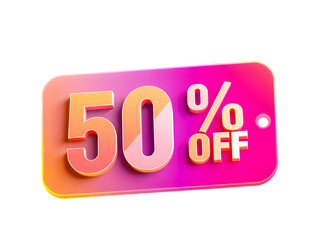 Get Noticed with This Brand New 50% Off Discount Tag, Expertly Crafted in Pink and Yellow, and Featuring a Fully Transparent Background.