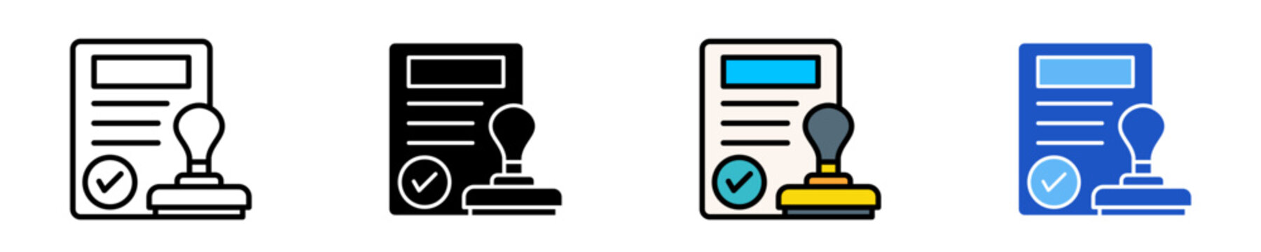Official Stamp  Icon Set Multiple Style Collection
