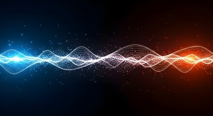 Colorful Dynamic Particles Sound Wave Blurred Lights Vector Abstract Background Beautiful Wave Shaped Array Of Glowing Dots