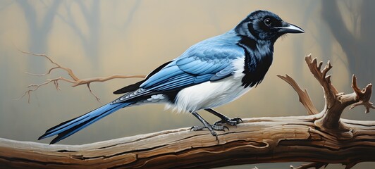 simple acrylic painting of an australian magpie, generative AI