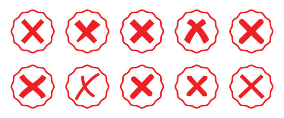 Vector of Red Wrong buttons Icon Set, Depicting Red Cross, Red cross vector illustration