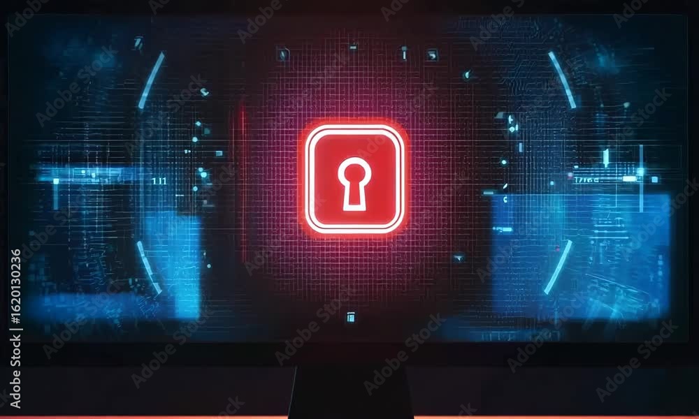Aufkleber unlocking cybersecurity secrets in a digital workspace at night using advanced technology