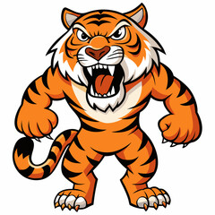 Obraz premium Angry Cartoon Tiger Mascot Roaring