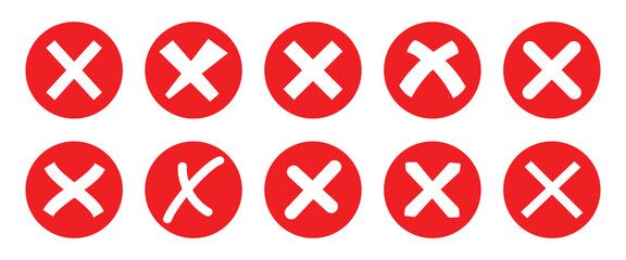 Vector of Red Wrong buttons Icon Set, Depicting Red Cross, Red cross vector illustration