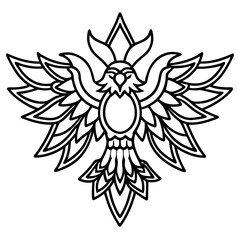 Sacred Eagle Mandala Outline Vector Illustration