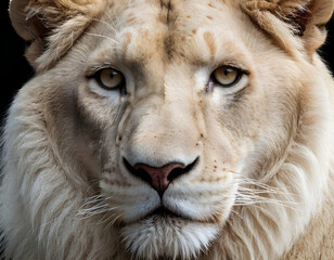 A magnificent Lion King, Portrait of a majestic white lion. close-up portrait of a lion.