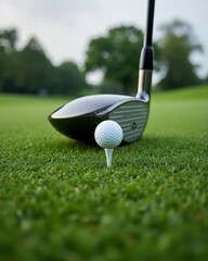 Golf Club and Ball on Green Course