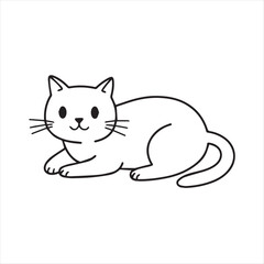 Minimalist cat line art logo design