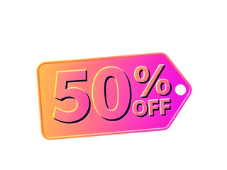 Eye-Catching New 50% Off Text and Pink Yellow Tag, Featuring a Transparent Background – Perfect for Modern Sales and Promotions. Beautiful tag.